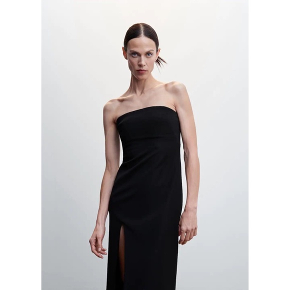 NWT Mango Black Feather Dress Midi- size 2 - Picture 4 of 9